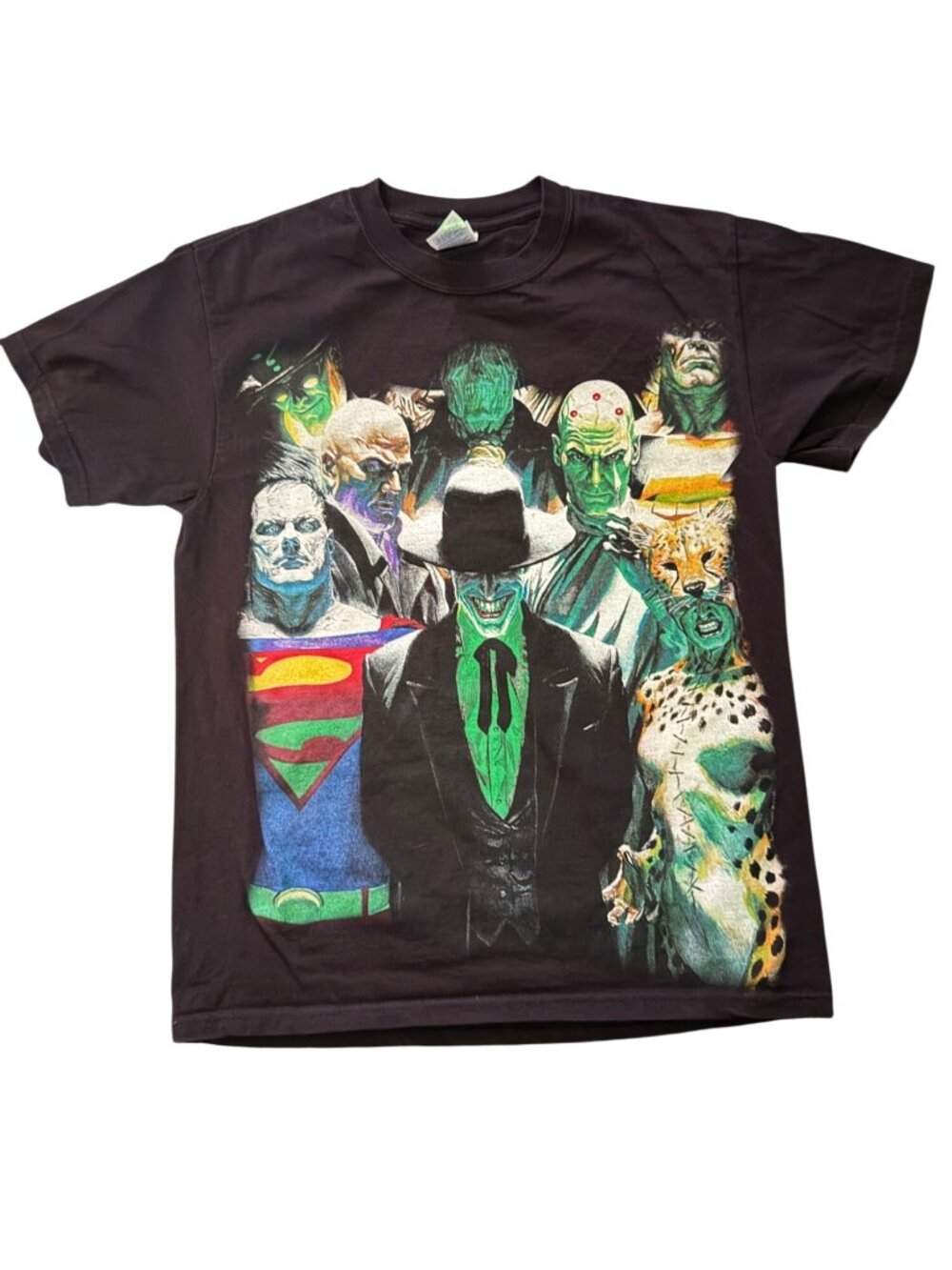 Vintage DC Comics Supervillains Graphic T-Shirt Black Double-Sided Print Adult M